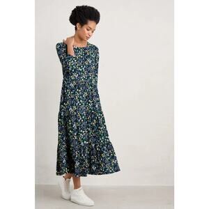 SEASALT CORNWALL Dress Size 16 NWT Line Strokes Jersey Woodland Carpet Maritime